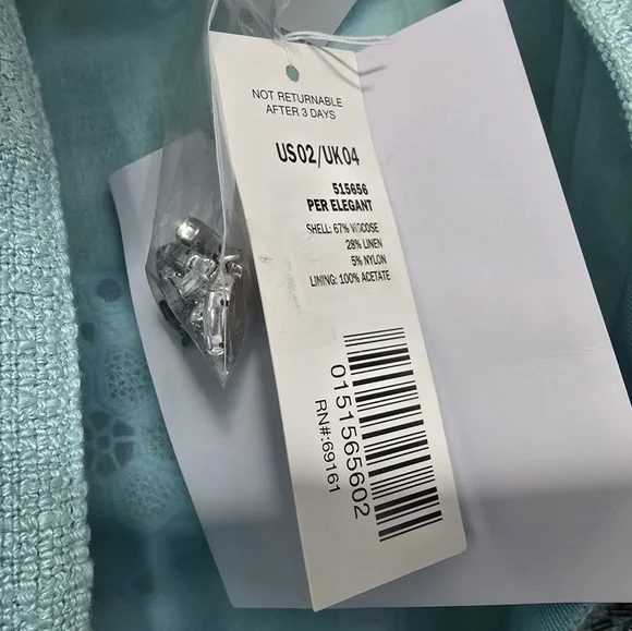 🆕️ Per Se Carlisle Per Elegant Crystal Floral Tweed Blazer in Mint Aqua Blue - Picture 9 of 10